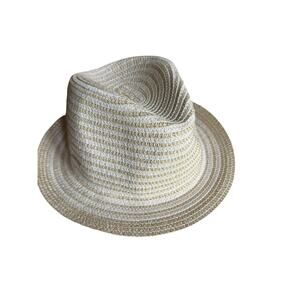 Amiani Packable Straw Fedora Beach Hat Cream Resort Travel Sun Hat